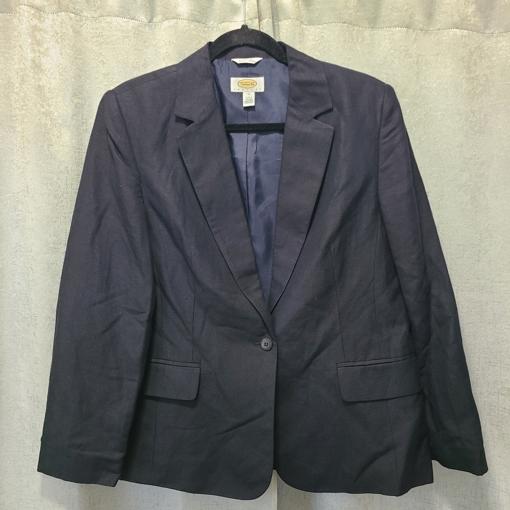 Talbots Irish Linen Blend Navy‎ Blazer Womens 12